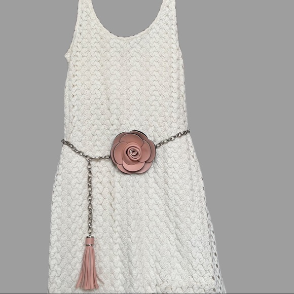 XXSOLDXX belt|Pink Flower tassel silver chain belt|small/medium - Picture 7 of 7